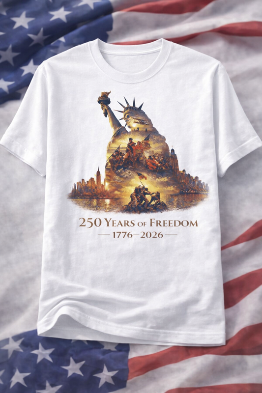 Statue of Liberty Patriotic T-Shirt | 250 Years of American Freedom 1776–2026